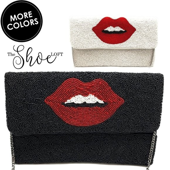 Couture Beaded Clutch - Lips
